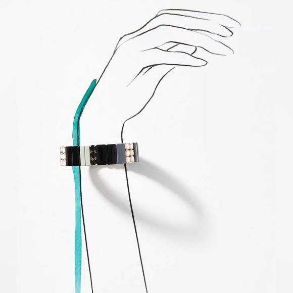 New Anthropologie Modern Stretch Bracelet Black - Picture 4 of 8